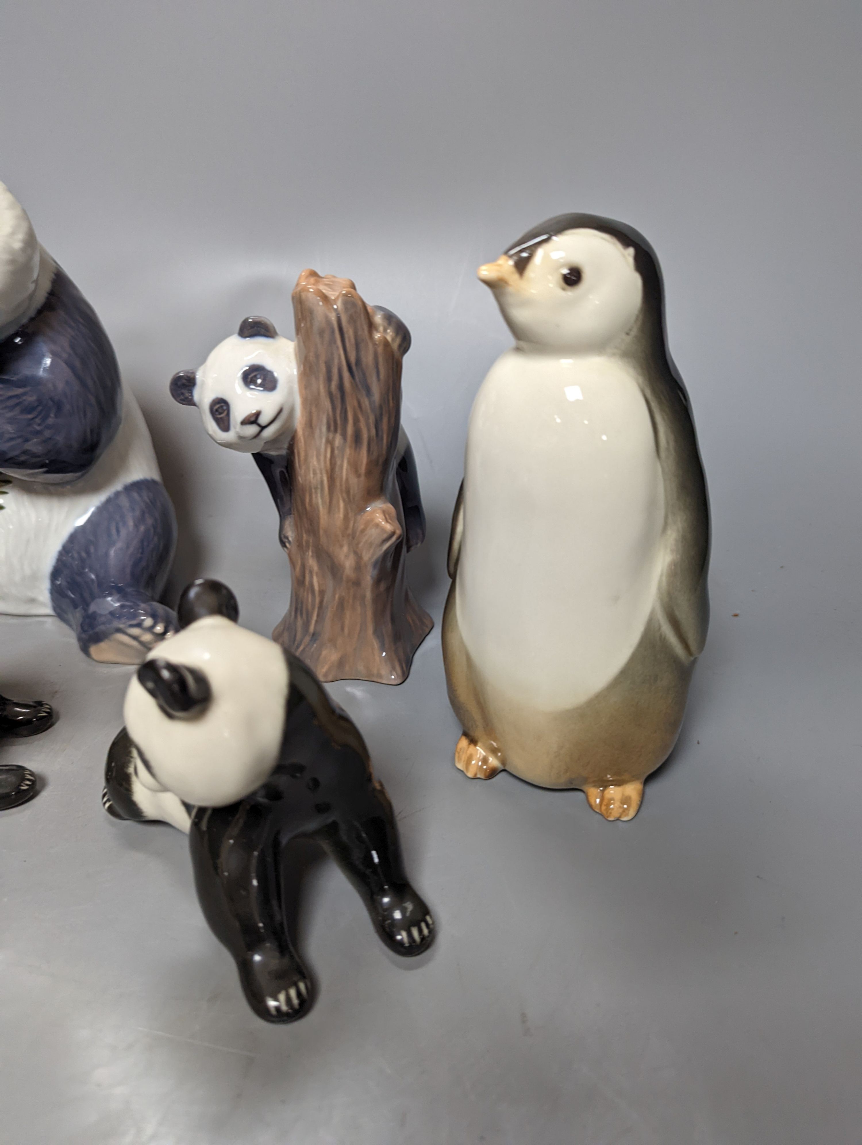 A Copenhagen panda and five USSR animal models, tallest 17cm.